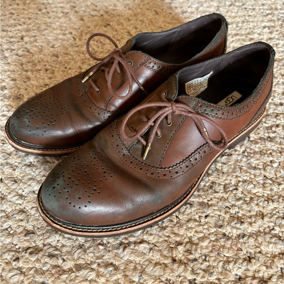 UGG Brown Leather Oxfords - Picture 2 of 5